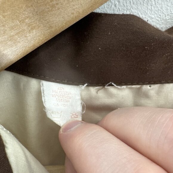 Vintage 60s 70s Men L Brown Night Shirt Sleepwear Button Up - Picture 5 of 6